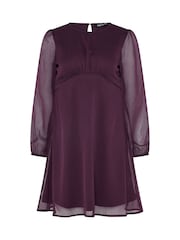 M&Co Purple Petite Long Sleeve Chiffon Dress - Image 5 of 6