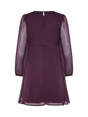 M&Co Purple Petite Long Sleeve Chiffon Dress - Image 6 of 6