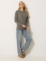Long Tall Sally Grey Knitted Crew Neck Jumper - Image 2 of 5
