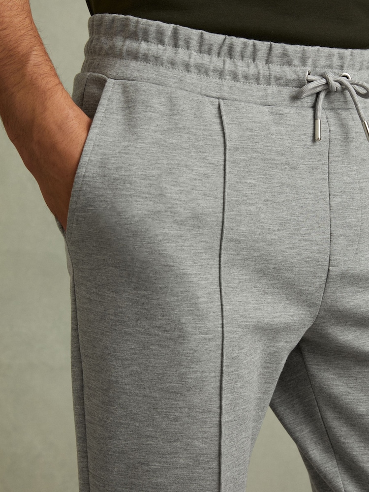 Buy Reiss Grey Melange Premier Interlock-Jersey Drawstring Joggers