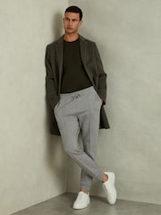 Reiss Grey Melange Premier Interlock-Jersey Drawstring Joggers - Image 5 of 6