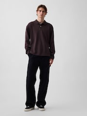 Gap Brown Oversized Pique Polo Shirt - Image 3 of 4