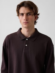 Gap Brown Oversized Pique Polo Shirt - Image 4 of 4