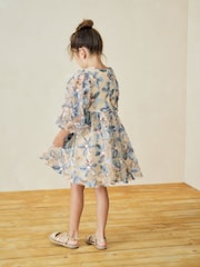 Blue Embellished Puff Sleeve Dress (3-16yrs) - Image 3 of 9