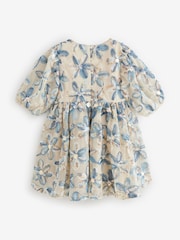 Blue Embellished Puff Sleeve Dress (3-16yrs) - Image 6 of 9