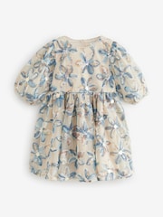 Blue Embellished Puff Sleeve Dress (3-16yrs) - Image 7 of 9