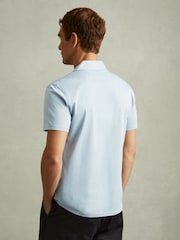 Reiss Soft Blue Caspa Mercerised Jersey Cuban Collar Shirt - Image 3 of 4
