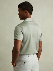 Reiss Mint Green Caspa Mercerised Jersey Cuban Collar Shirt - Image 3 of 5
