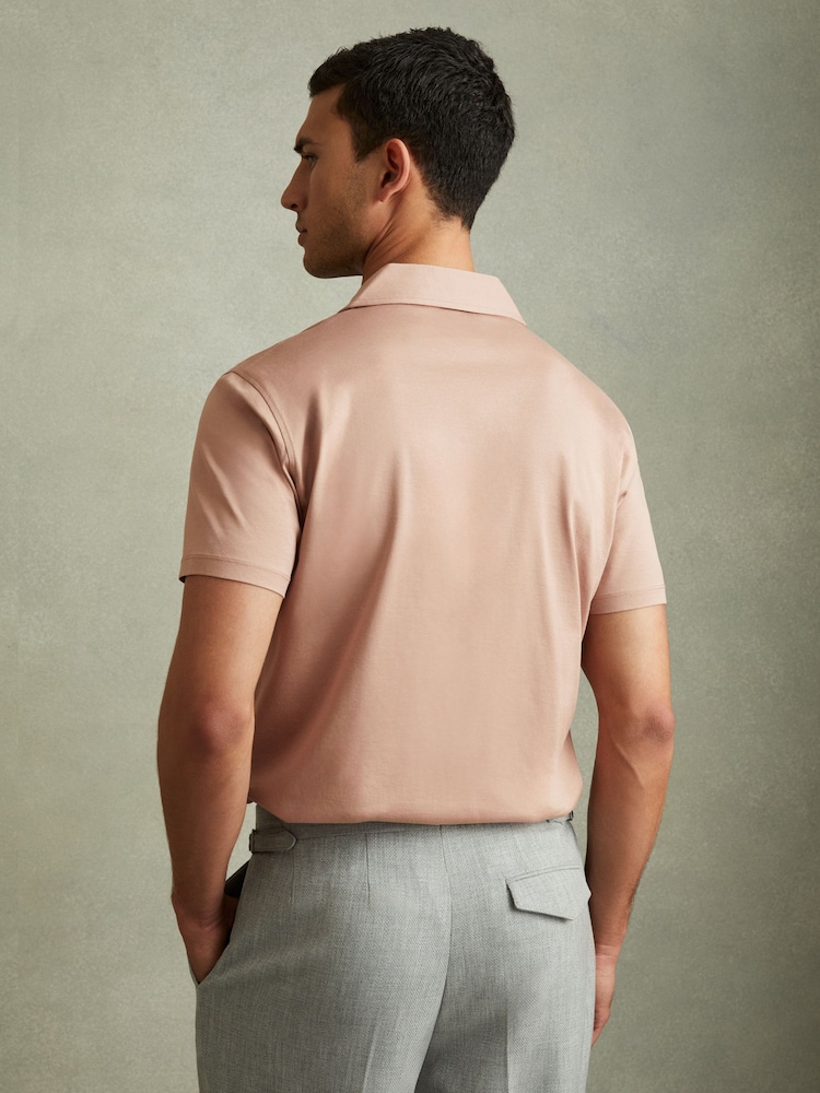 Reiss Dusty Rose Caspa Mercerised Jersey Cuban Collar Shirt - Image 2 of 4