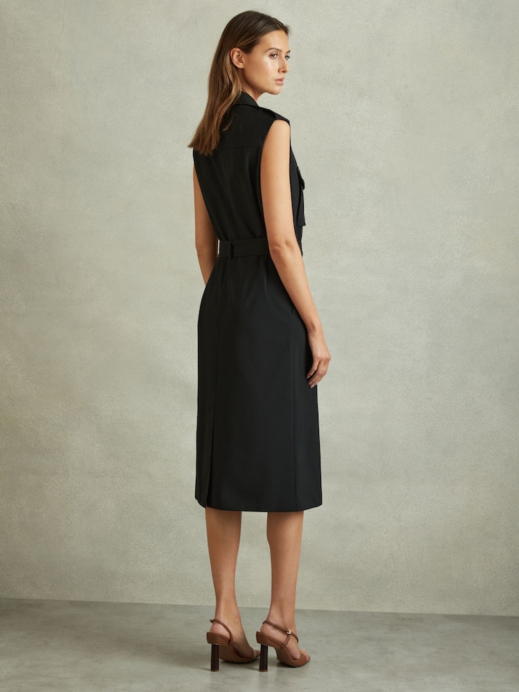 Reiss Black Kimora Petite Wool Blend Double Breasted Midi Dress - Image 1 of 6