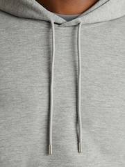 Reiss Grey Melange Fabien Interlock Jersey Drawstring Hoodie - Image 2 of 5