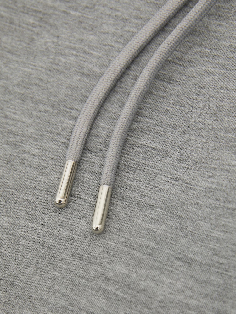 Reiss Grey Melange Fabien Interlock Jersey Drawstring Hoodie - Image 6 of 6