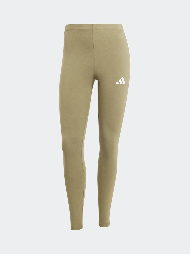 adidas Green 3 Stripe Leggings - Image 10 of 10