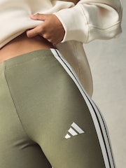 adidas Green 3 Stripe Leggings - Image 5 of 10