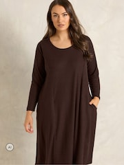 Evans Brown Pocket Detail Dress - Image 1 of 6