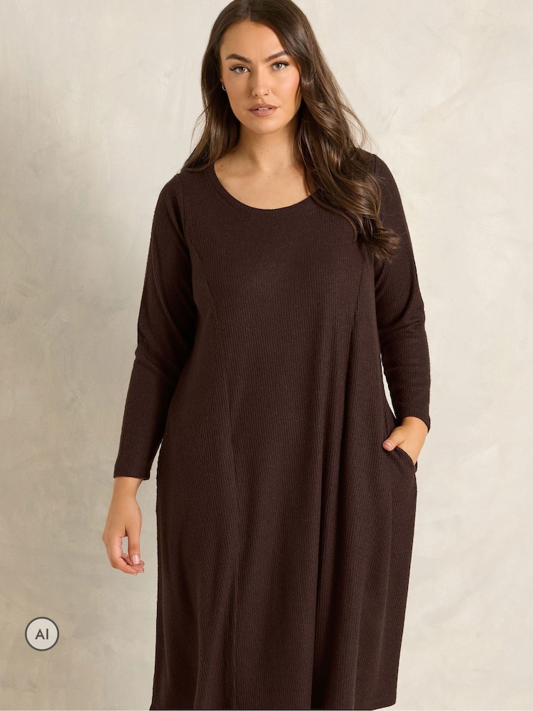 Evans Brown Pocket Detail Dress - Image 1 of 6 Evans Brown Pocket Detail Dress - Image 1 of 6
