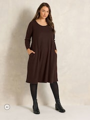Evans Brown Pocket Detail Dress - Image 2 of 6