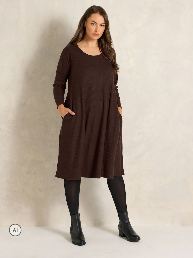 Evans Brown Pocket Detail Dress - Image 2 of 6 Evans Brown Pocket Detail Dress - Image 2 of 6