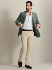 Charles Tyrwhitt Green Linen Cotton Slim Fit Jacket - Image 3 of 6