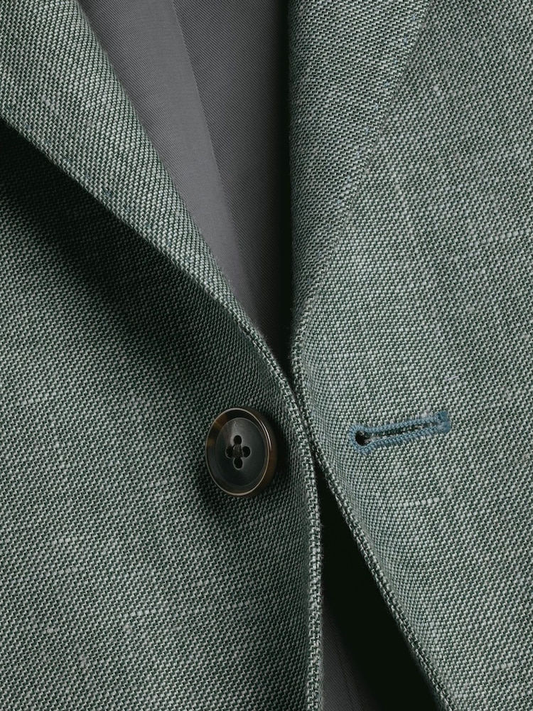 Charles Tyrwhitt Green Linen Cotton Slim Fit Jacket - Image 6 of 6 Charles Tyrwhitt Green Linen Cotton Slim Fit Jacket - Image 6 of 6