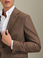 Charles Tyrwhitt Brown Wool Texture Slim Fit Jacket - Image 3 of 6
