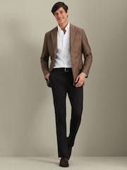 Charles Tyrwhitt Brown Wool Texture Slim Fit Jacket - Image 4 of 6