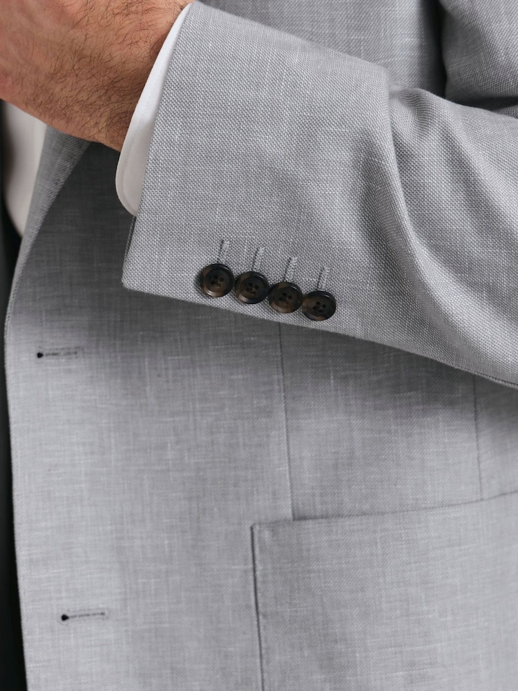 Charles Tyrwhitt Grey Linen Cotton Slim Fit Jacket - Image 6 of 6 Charles Tyrwhitt Grey Linen Cotton Slim Fit Jacket - Image 6 of 6