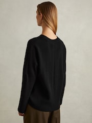 Reiss Black Martha Wool-Cashmere Crew Neck Jumper - Image 4 of 5
