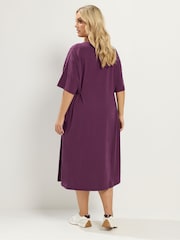Yours Curve Purple Front Tie Midi Dress - Image 3 of 6