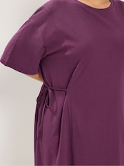 Yours Curve Purple Front Tie Midi Dress - Image 4 of 6
