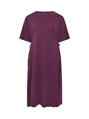 Yours Curve Purple Front Tie Midi Dress - Image 5 of 6