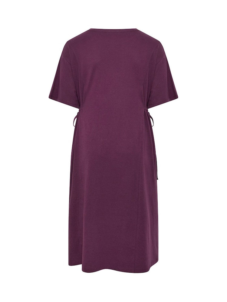 Yours Curve Purple Front Tie Midi Dress - Image 6 of 6