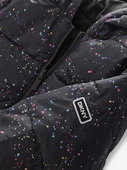DKNY Splat Print Logo Black Puffer Coat - Image 2 of 2