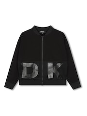 DKNY Logo Zip-Up Black Bomber Jacket - Image 1 of 3