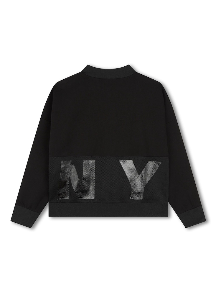 DKNY Logo Zip-Up Black Bomber Jacket - Image 2 of 3