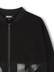 DKNY Logo Zip-Up Black Bomber Jacket - Image 3 of 3