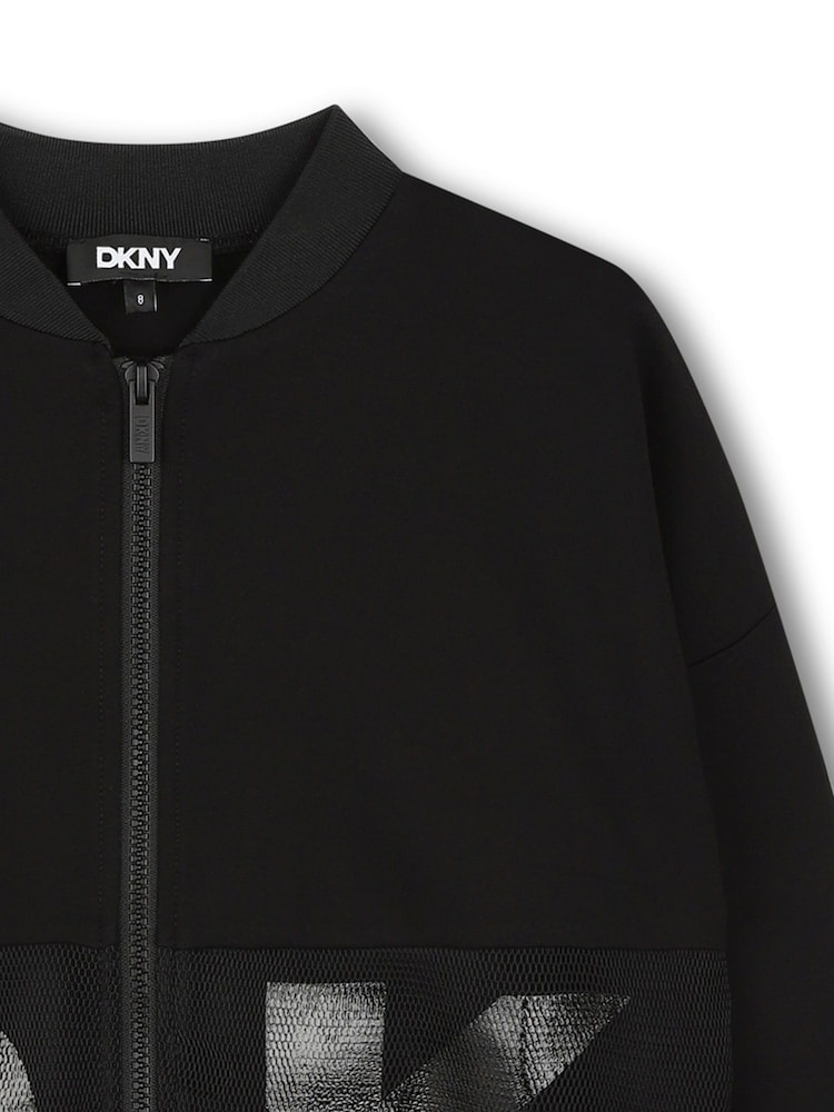 DKNY Logo Zip-Up Black Bomber Jacket - Image 3 of 3