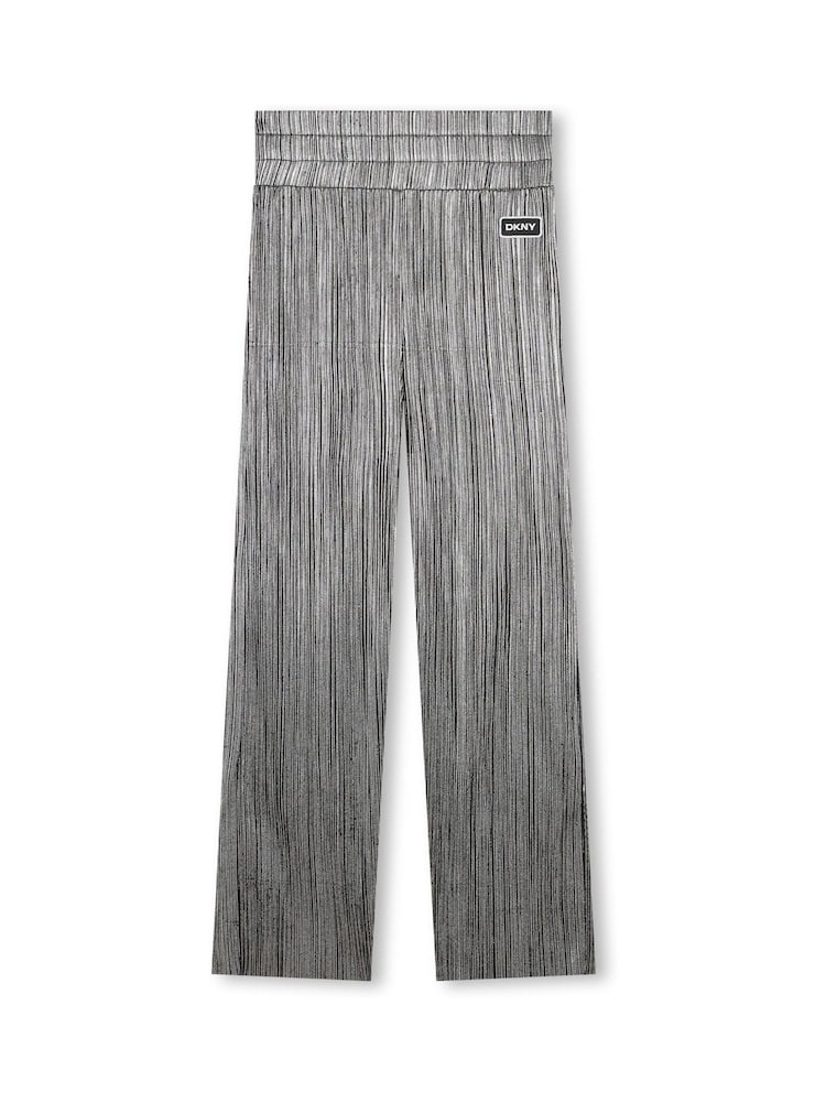 DKNY Silver Wide Leg Metalic Plisse Trousers - Image 1 of 3