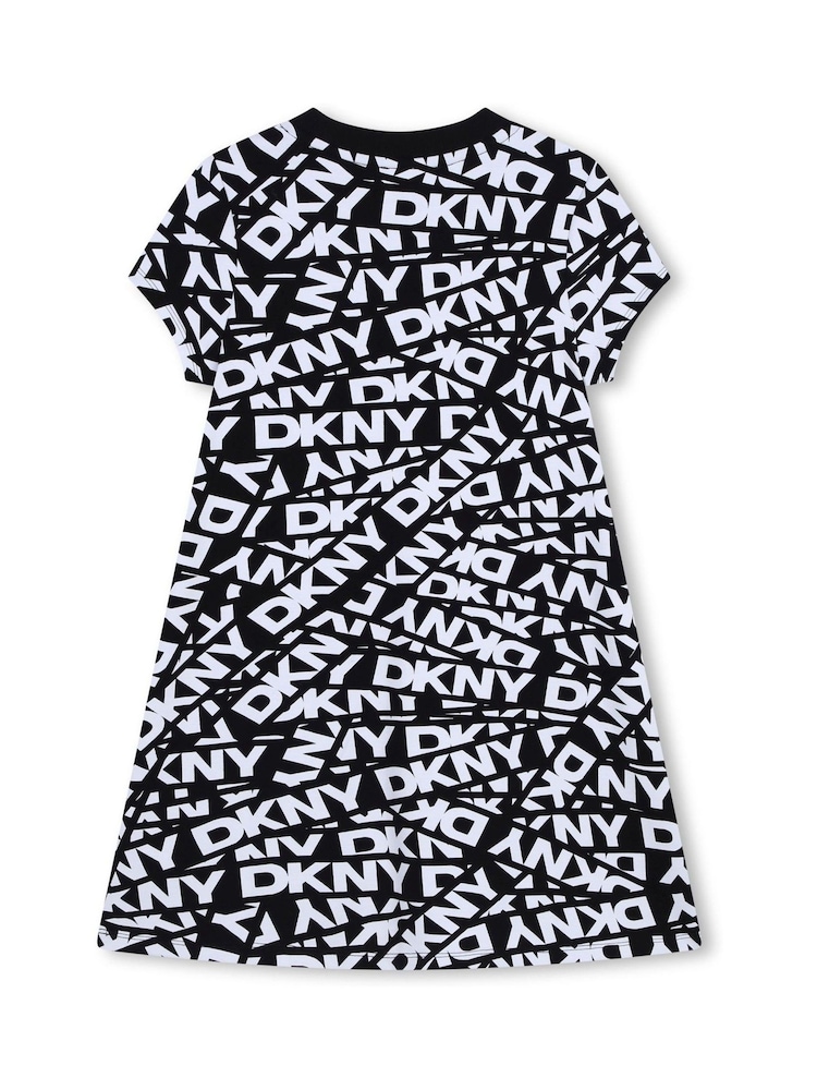 فستان بشعار مطبوع بالكامل بلون أسود من DKNY - صورة 2 من 3