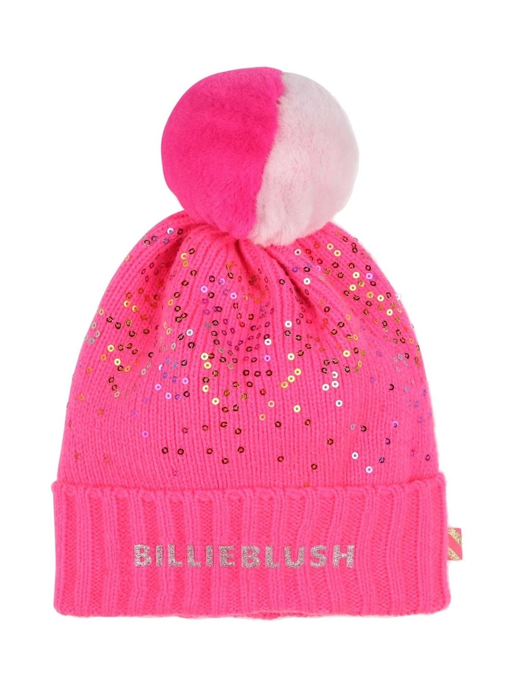 rožnata - Billieblush Glitter Pom Pom Logotip Čepica klobuki in kape; pokrivala - Slika 1 iz 3