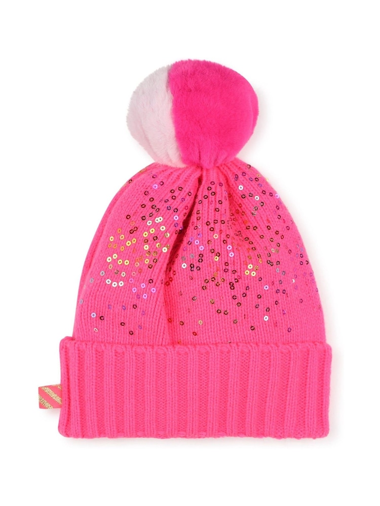Billieblush Glitter Pom Pom Logo Beanie Hat - Image 2 of 3 Billieblush Glitter Pom Pom Logo Beanie Hat - Image 2 of 3