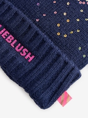 modra - Billieblush Glitter Pom Pom Logotip Čepica klobuki in kape; pokrivala - Slika 2 iz 3