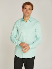 Calvin Klein Green Slim Fit Poplin Stretch Shirt - Image 1 of 6
