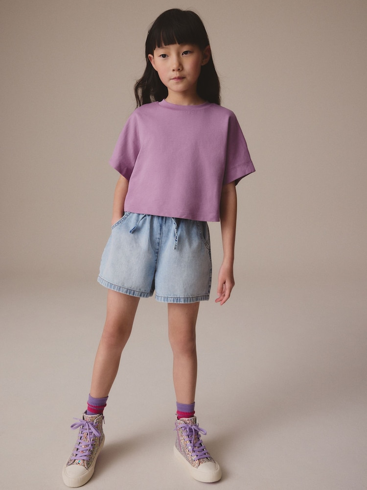 Light Blue 100% Cotton Denim Skort (3-16yrs) - Image 2 of 7