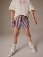 Pink/Blue Regular Length Frayed Edge Denim Shorts (3-16yrs) - Image 1 of 7