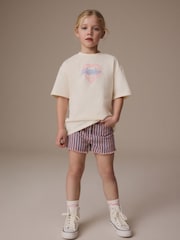 Pink/Blue Regular Length Frayed Edge Denim Shorts (3-16yrs) - Image 2 of 7