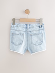 Light Blue 100% Cotton Frayed Edge Distressed Shorts (3-16yrs) - Image 5 of 9