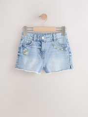 Mid Blue 100% Cotton Floral Shorts (3-16yrs) - Image 1 of 5