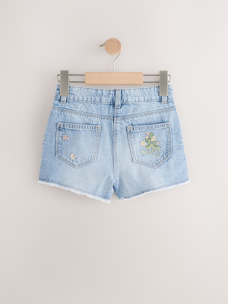 Mid Blue 100% Cotton Floral Shorts (3-16yrs) - Image 2 of 5