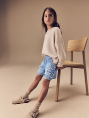 Denim 100% Cotton Denim Knitted Flower Shorts (3-16yrs) - Image 4 of 11